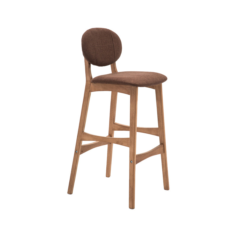Taburete de bar nórdico de madera con respaldo bajo, taburete alto para interiores de 30 pulgadas de alto con tapizado para comedor