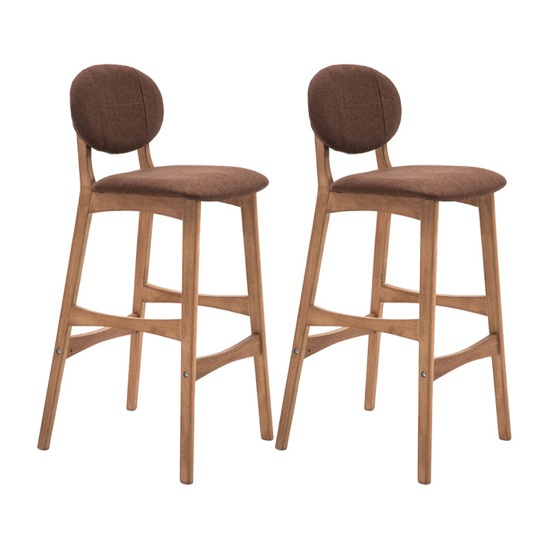 Taburete de bar nórdico de madera con respaldo bajo, taburete alto para interiores de 30 pulgadas de alto con tapizado para comedor