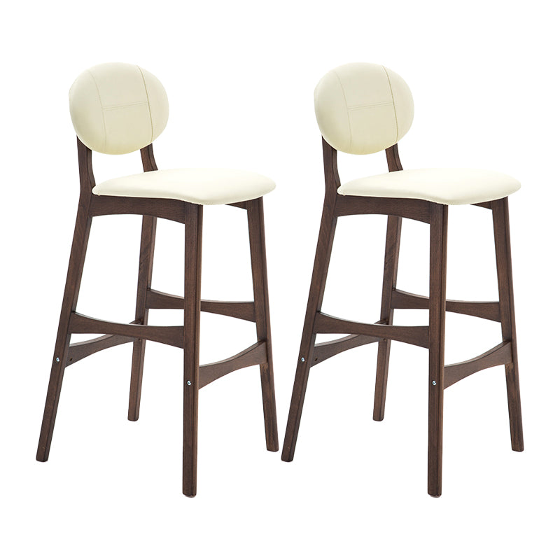 Taburete de bar nórdico de madera con respaldo bajo, taburete alto para interiores de 30 pulgadas de alto con tapizado para comedor
