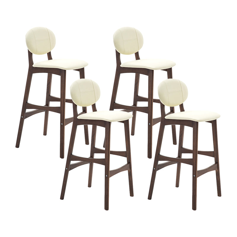 Taburete de bar nórdico de madera con respaldo bajo, taburete alto para interiores de 30 pulgadas de alto con tapizado para comedor
