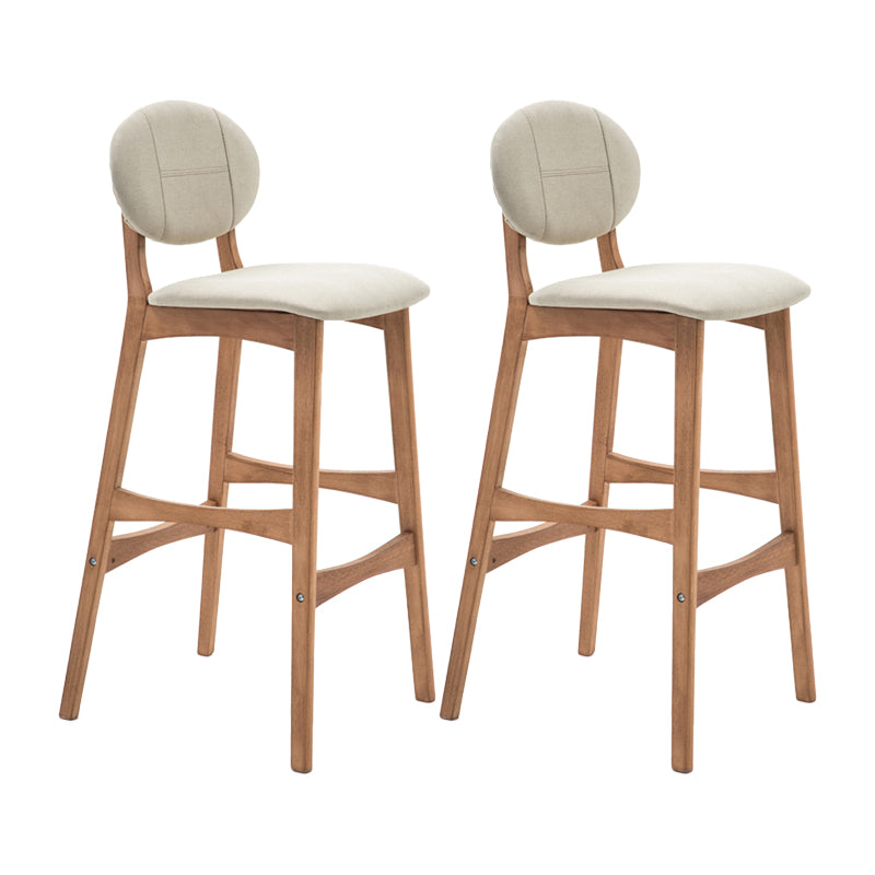 Taburete de bar nórdico de madera con respaldo bajo, taburete alto para interiores de 30 pulgadas de alto con tapizado para comedor