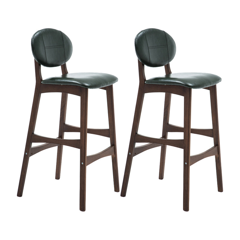 Taburete de bar nórdico de madera con respaldo bajo, taburete alto para interiores de 30 pulgadas de alto con tapizado para comedor
