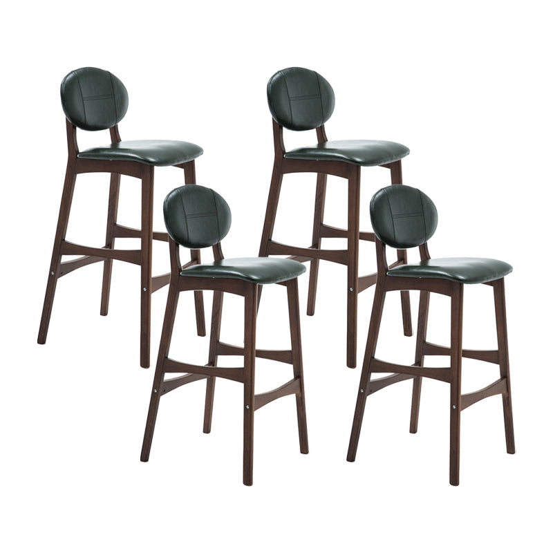 Taburete de bar nórdico de madera con respaldo bajo, taburete alto para interiores de 30 pulgadas de alto con tapizado para comedor