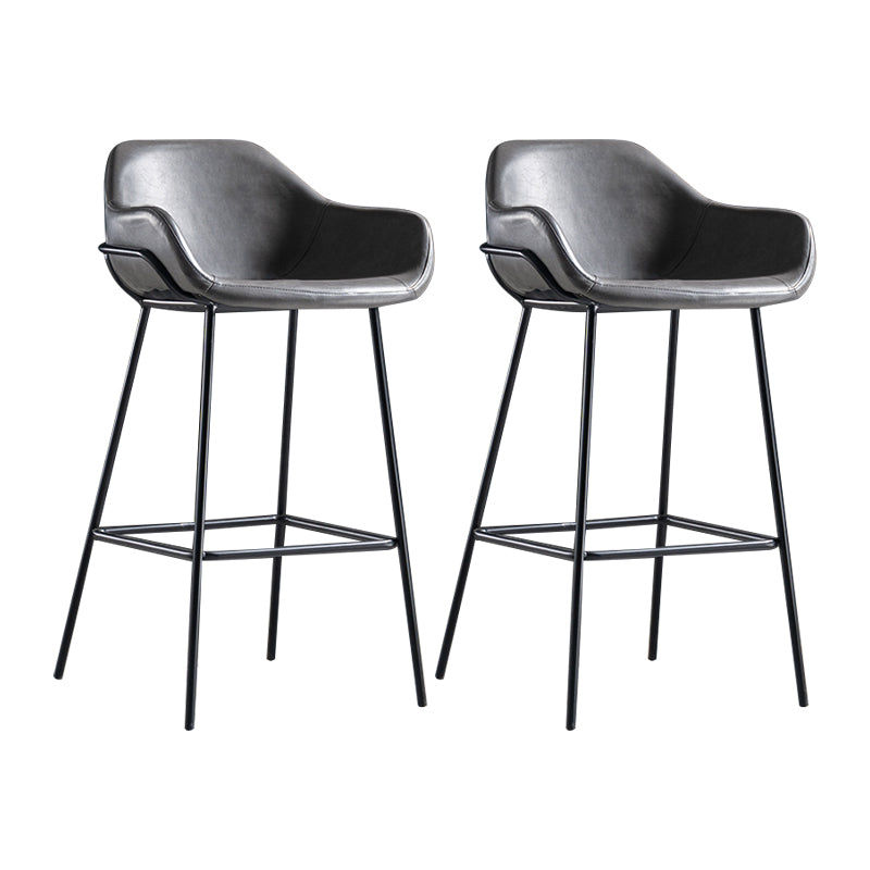 Taburete de bar con respaldo bajo de hierro industrial, taburete alto para interiores simple con asiento de cuero