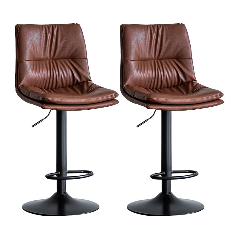 Nordic Indoor Simple Barstool Low Back Iron Tall Stool with Leather Seat