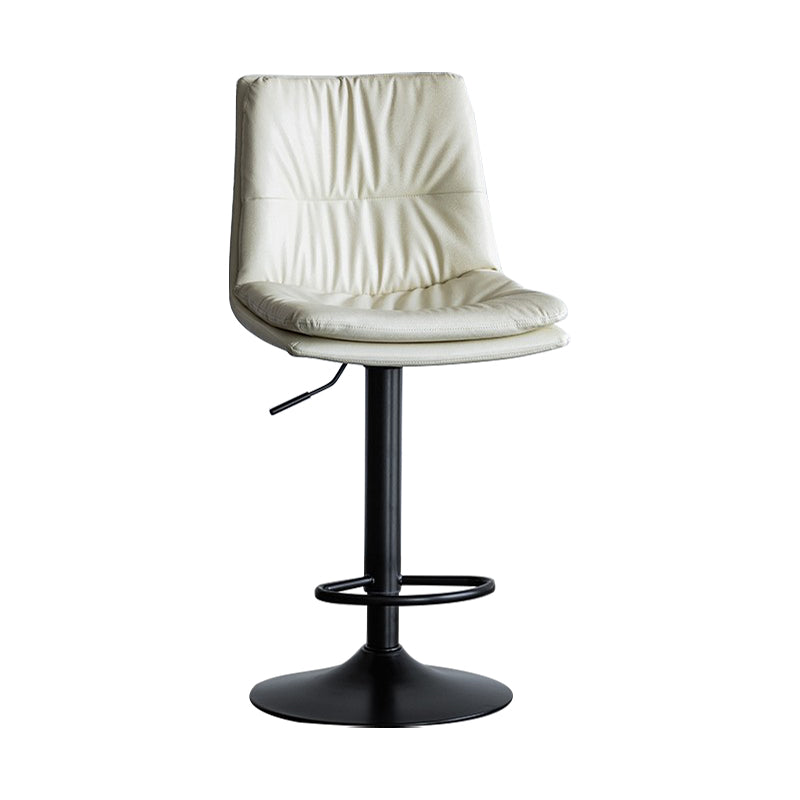Nordic Indoor Simple Barstool Low Back Iron Tall Stool with Leather Seat