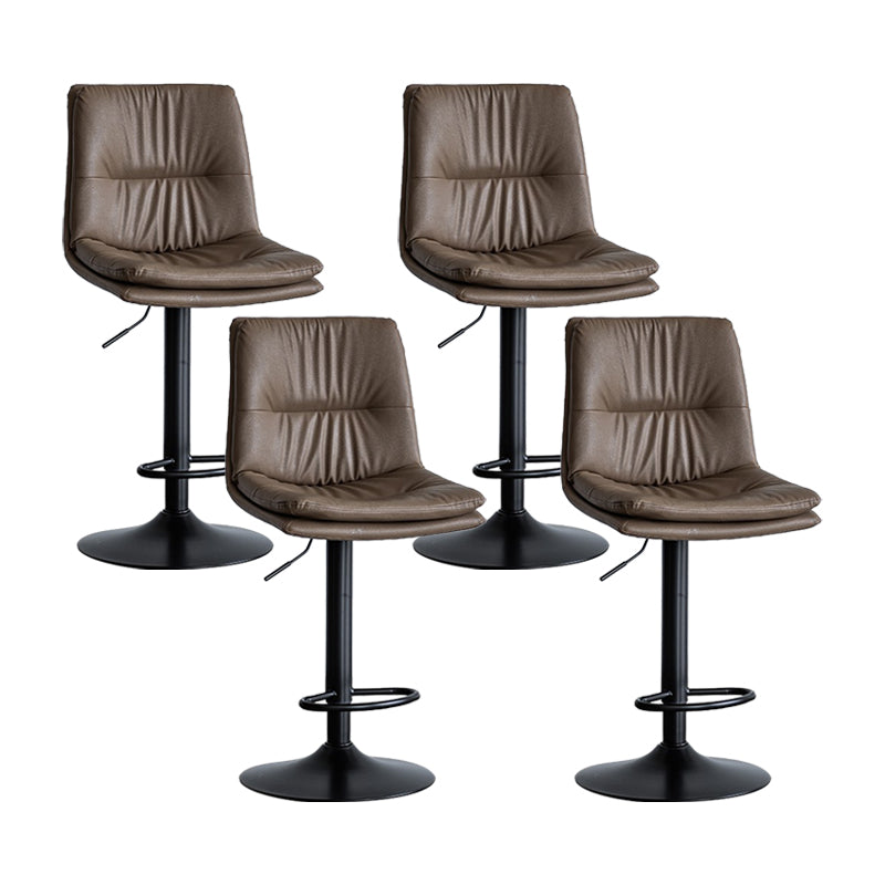 Nordic Indoor Simple Barstool Low Back Iron Tall Stool with Leather Seat