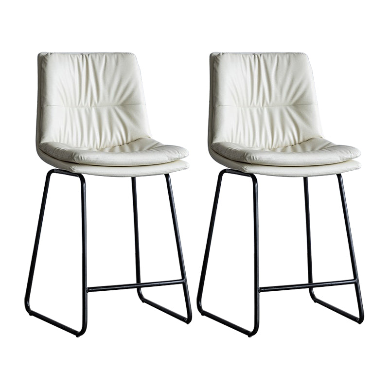 Nordic Indoor Simple Barstool Low Back Iron Tall Stool with Leather Seat