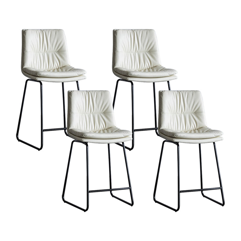 Nordic Indoor Simple Barstool Low Back Iron Tall Stool with Leather Seat