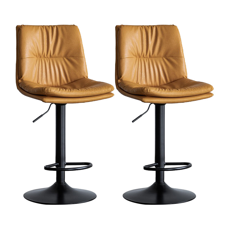 Nordic Indoor Simple Barstool Low Back Iron Tall Stool with Leather Seat