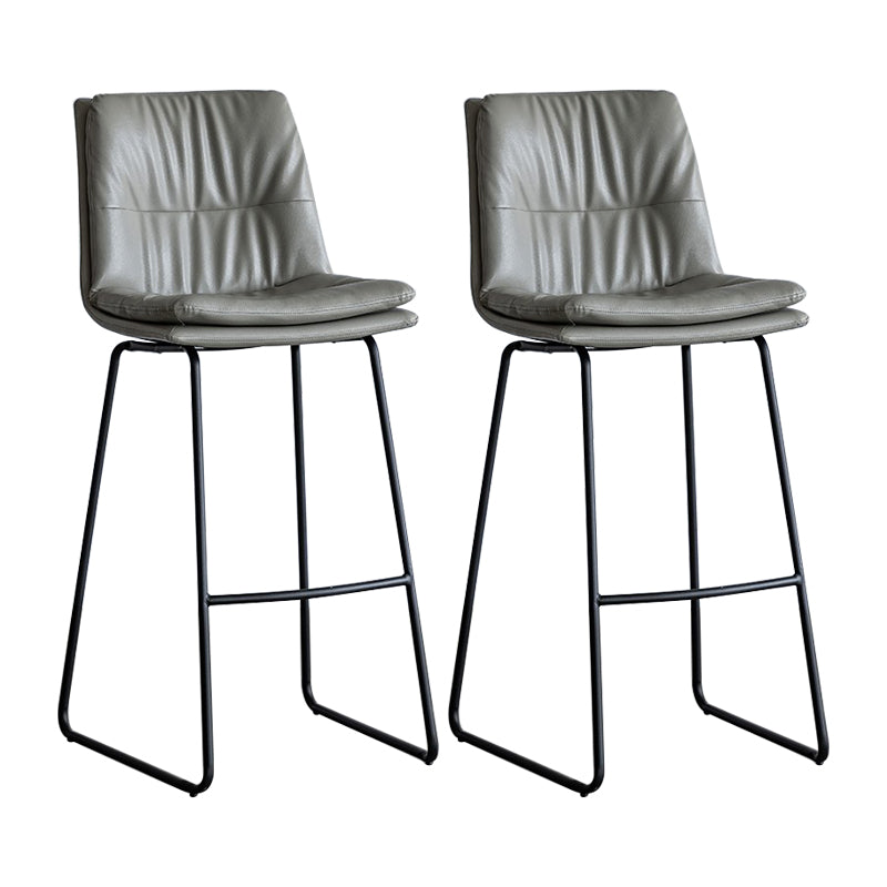 Nordic Indoor Simple Barstool Low Back Iron Tall Stool with Leather Seat