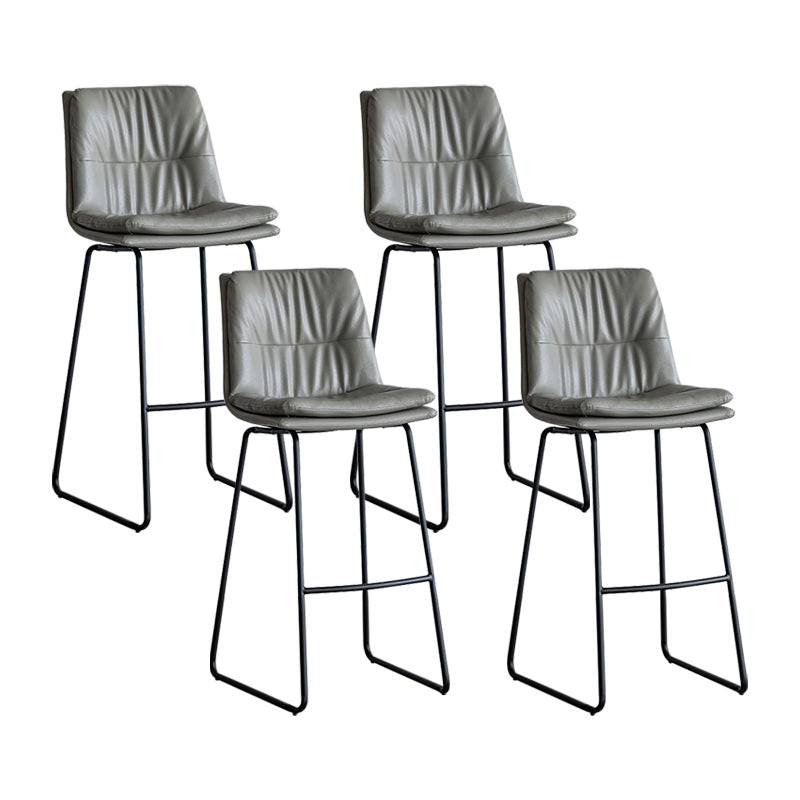 Nordic Indoor Simple Barstool Low Back Iron Tall Stool with Leather Seat