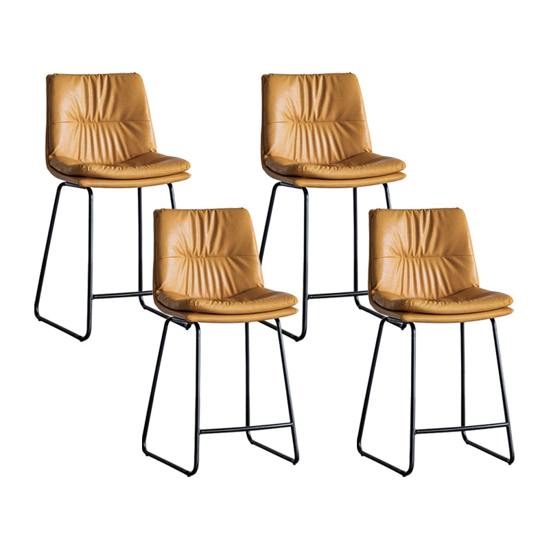 Nordic Indoor Simple Barstool Low Back Iron Tall Stool with Leather Seat