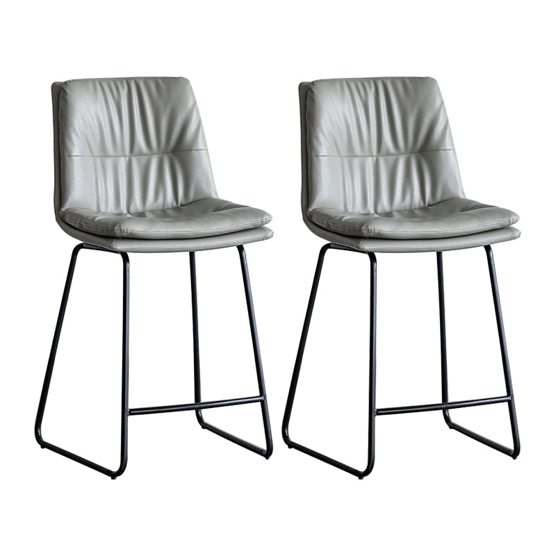 Nordic Indoor Simple Barstool Low Back Iron Tall Stool with Leather Seat