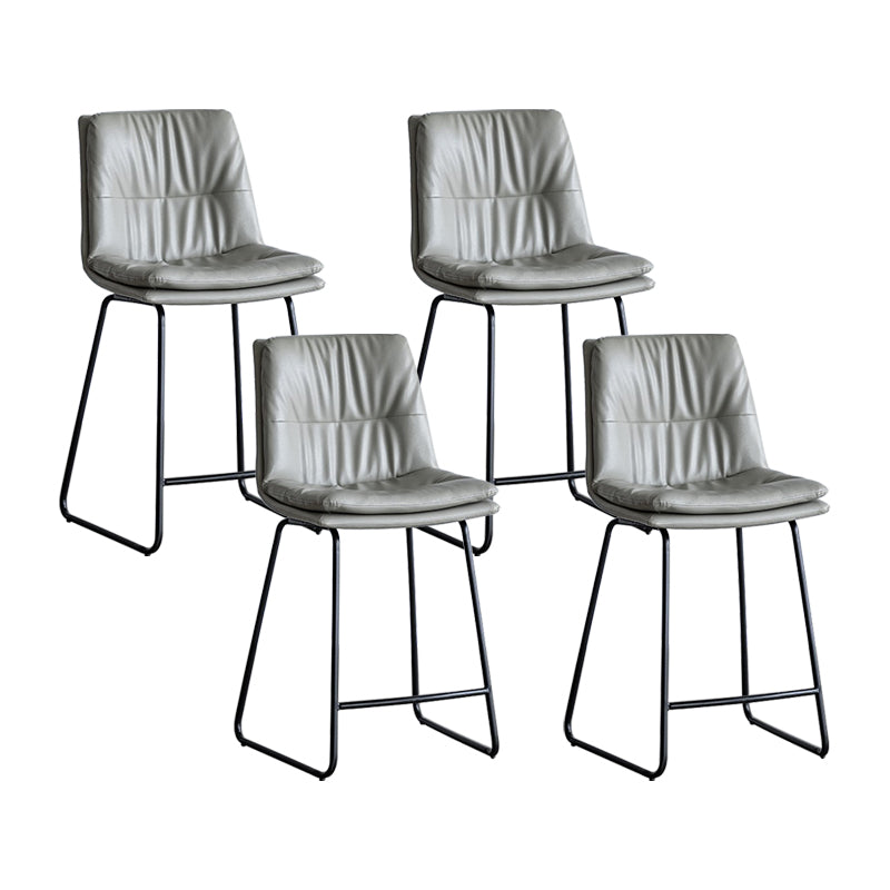 Nordic Indoor Simple Barstool Low Back Iron Tall Stool with Leather Seat