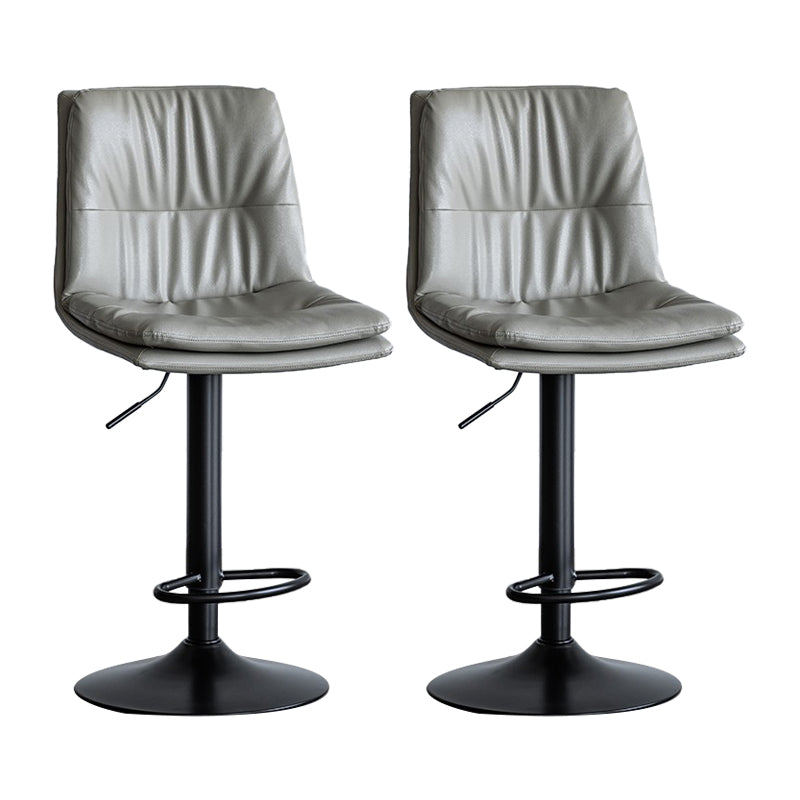 Nordic Indoor Simple Barstool Low Back Iron Tall Stool with Leather Seat