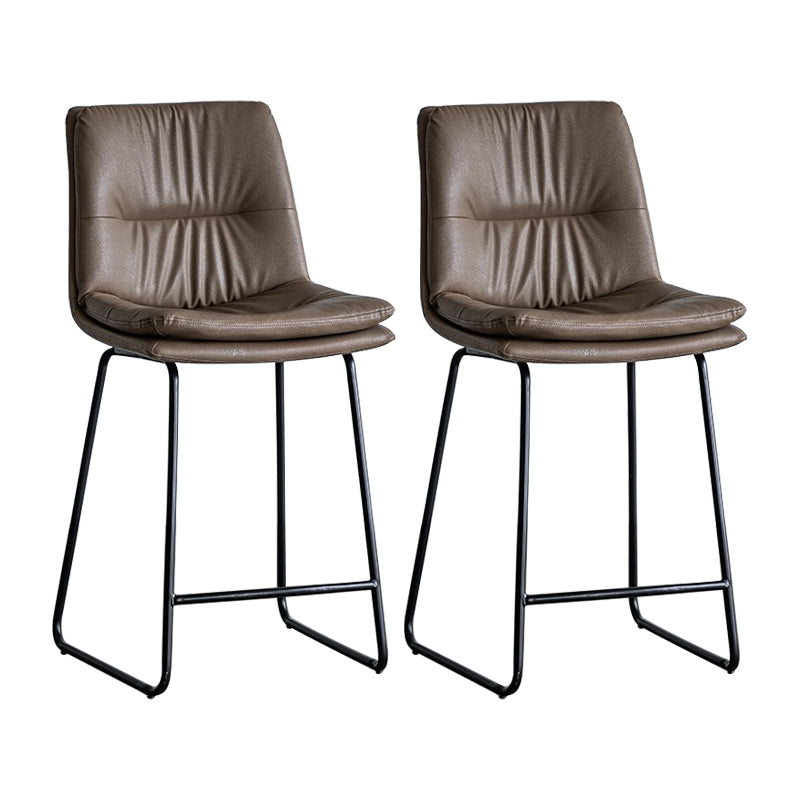 Nordic Indoor Simple Barstool Low Back Iron Tall Stool with Leather Seat