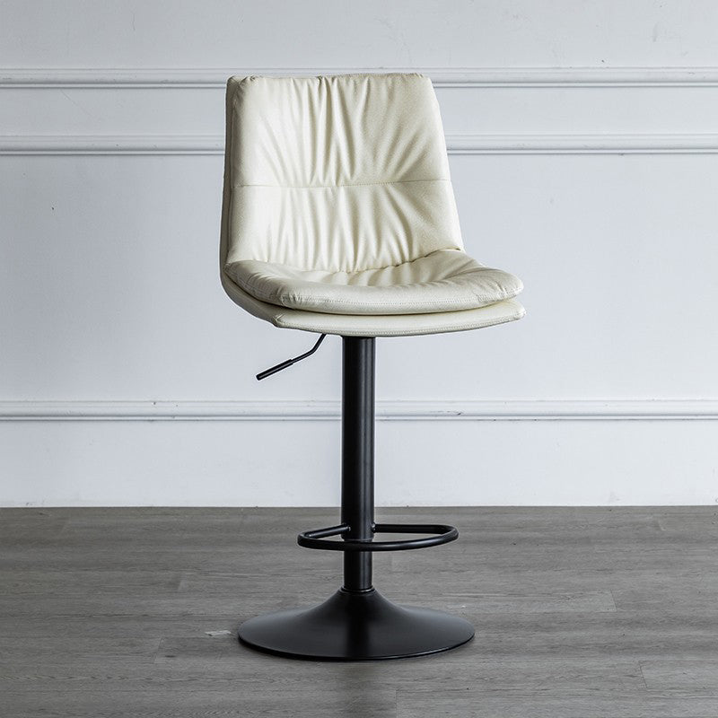 Nordic Indoor Simple Barstool Low Back Iron Tall Stool with Leather Seat