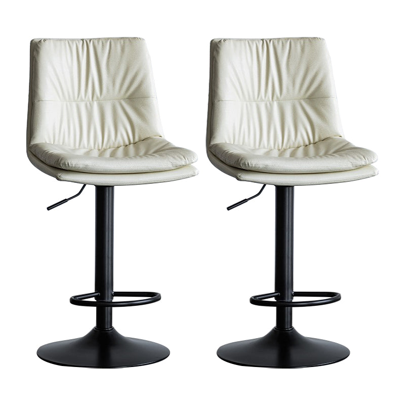 Nordic Indoor Simple Barstool Low Back Iron Tall Stool with Leather Seat