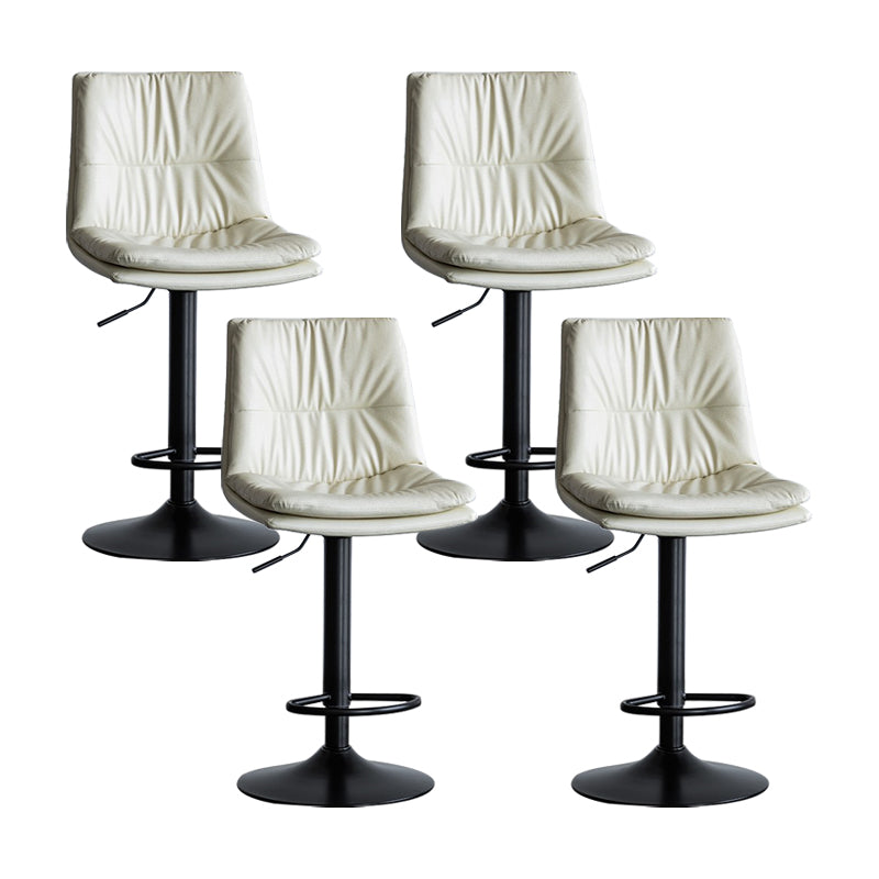 Nordic Indoor Simple Barstool Low Back Iron Tall Stool with Leather Seat