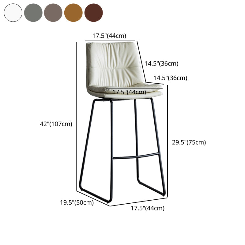 Nordic Indoor Simple Barstool Low Back Iron Tall Stool with Leather Seat