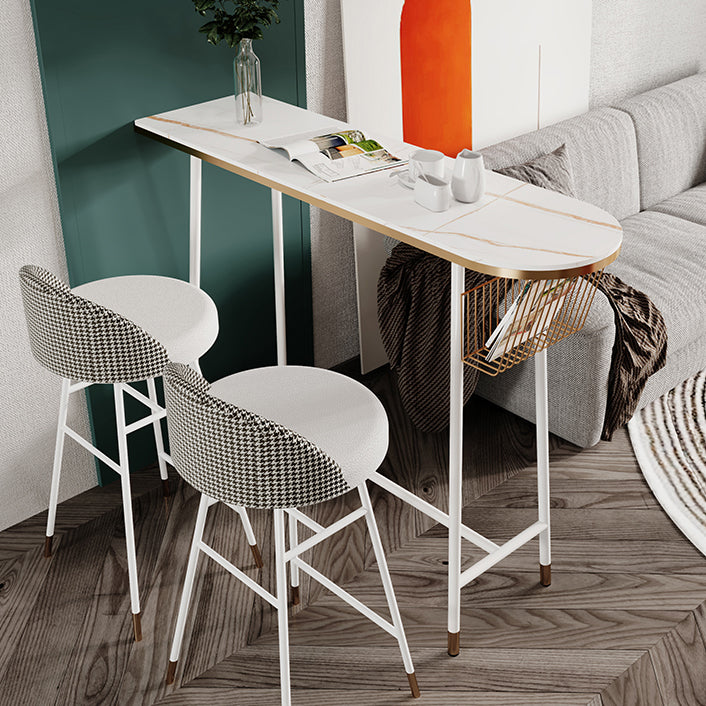 Glam Marble Counter Table with Specialty Table Top Trestle Table - 42" H