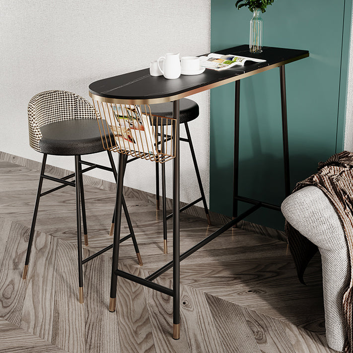 Glam Marble Counter Table with Specialty Table Top Trestle Table - 42" H