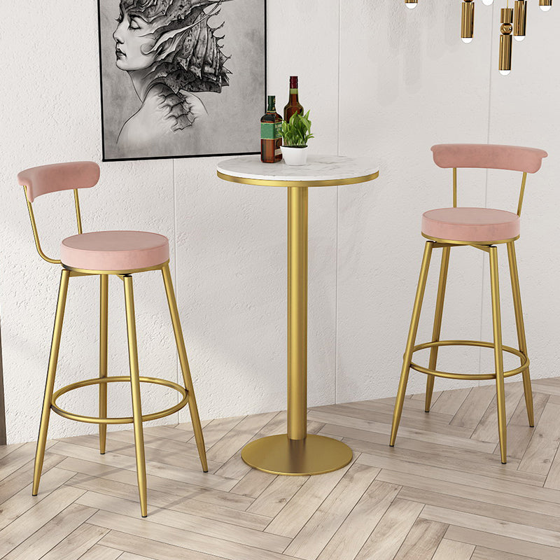 Glam White Marble Counter Table with Round Table Top Pedestal Table - 42" H