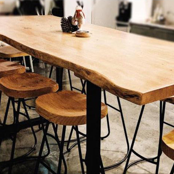 Brown Modern Style Bar Table Solid Wood and Iron Kitchen Bar Table