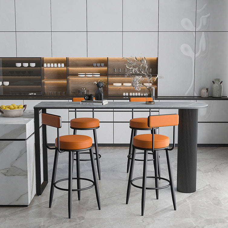 Modern Marble Bar Table with Specialty Table Top Double Pedestal Table- 41.3" H