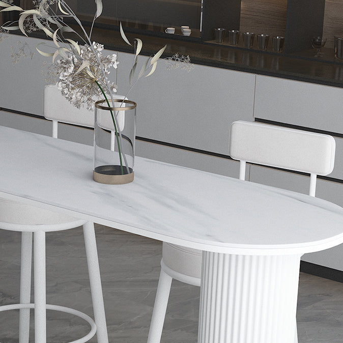 Modern Marble Bar Table with Specialty Table Top Double Pedestal Table- 41.3" H
