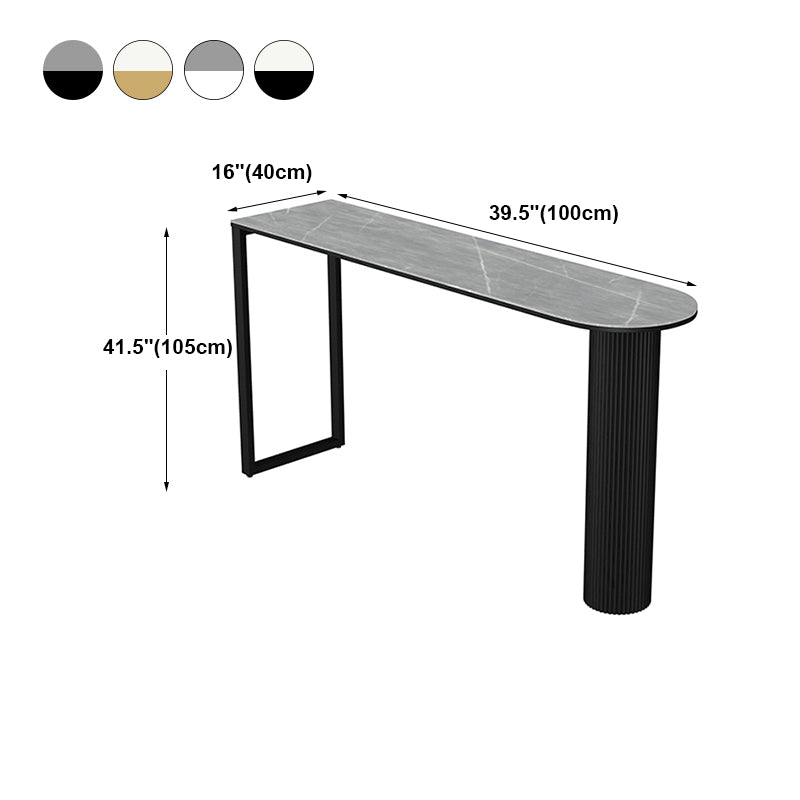Modern Marble Bar Table with Specialty Table Top Double Pedestal Table- 41.3" H