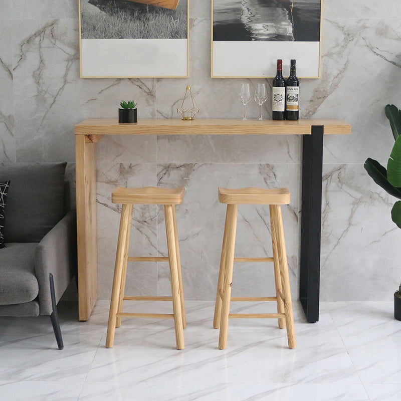 Modern Wood Bar Table with Rectangle Table Top Double Pedestal Table - 15.8'' Square