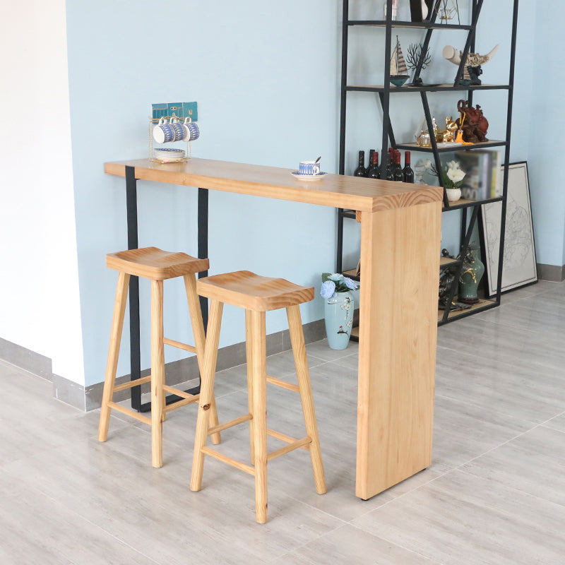 Modern Wood Bar Table with Rectangle Table Top Double Pedestal Table - 15.8'' Square