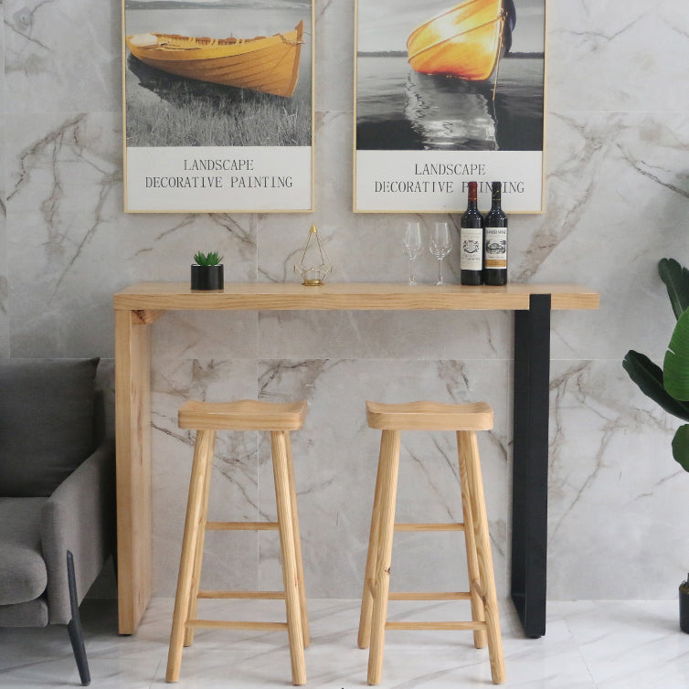 Modern Wood Bar Table with Rectangle Table Top Double Pedestal Table - 15.8'' Square