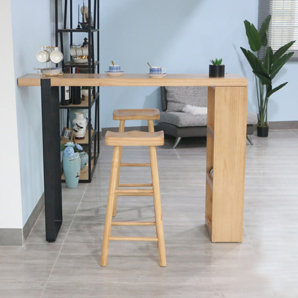Modern Wood Bar Table with Rectangle Table Top Double Pedestal Table - 15.8'' Square