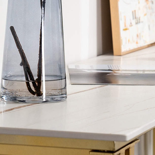 Glam Marble Counter Table with Rectangle Table Top Sled Table - 41.3" H