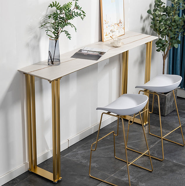 Glam Marble Counter Table with Rectangle Table Top Sled Table - 41.3" H