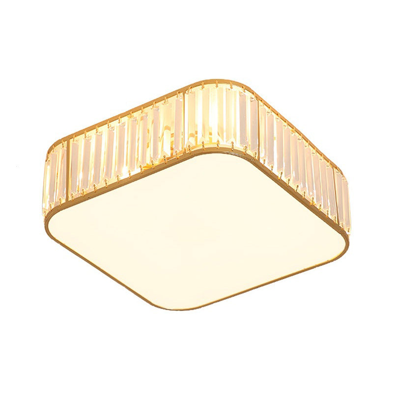 Contemporary Flush Light Fixture Crystal Flush Mount Ceiling Fixture in Gold