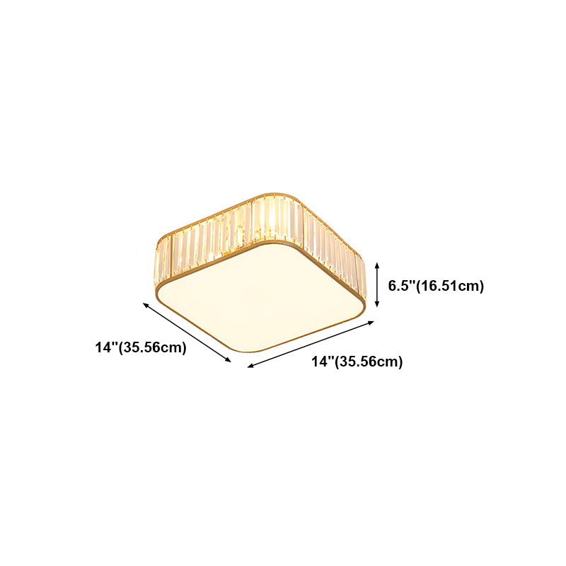 Contemporary Flush Light Fixture Crystal Flush Mount Ceiling Fixture in Gold