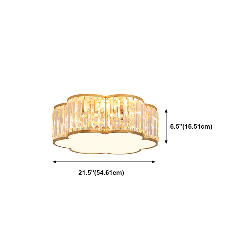 Contemporary Flush Light Fixture Crystal Flush Mount Ceiling Fixture in Gold