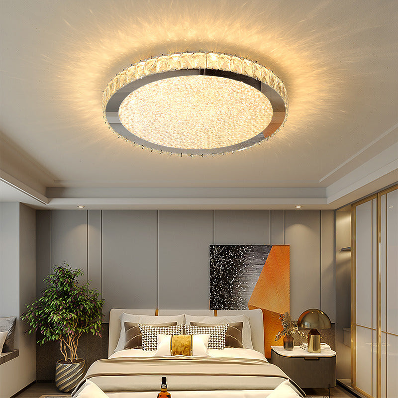 Modern Geometric Flush Light Crystal 1 Light Flush Mount Ceiling Fixture in White