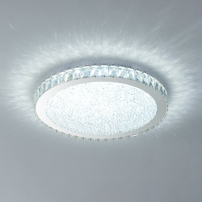 Modern Geometric Flush Light Crystal 1 Light Flush Mount Ceiling Fixture in White
