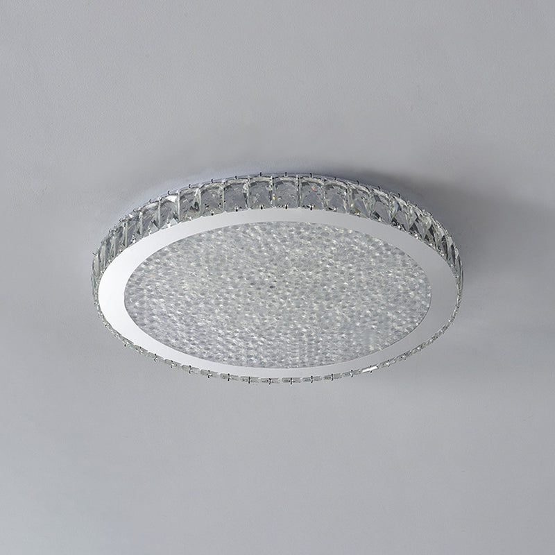 Modern Geometric Flush Light Crystal 1 Light Flush Mount Ceiling Fixture in White