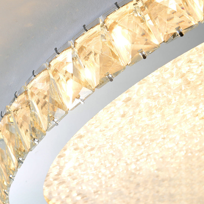 Modern Geometric Flush Light Crystal 1 Light Flush Mount Ceiling Fixture in White