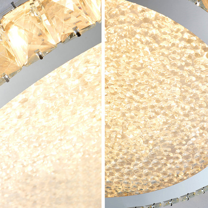 Modern Geometric Flush Light Crystal 1 Light Flush Mount Ceiling Fixture in White