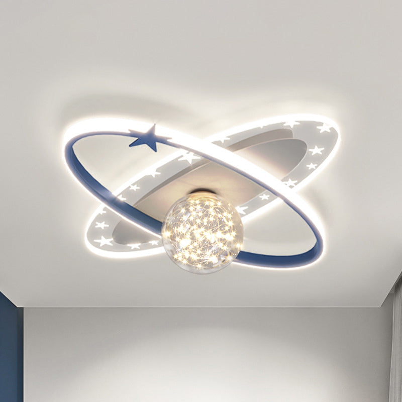 Modern Globe Flush Light Fixture Metal 3-Light Flush Mount Ceiling Fixture