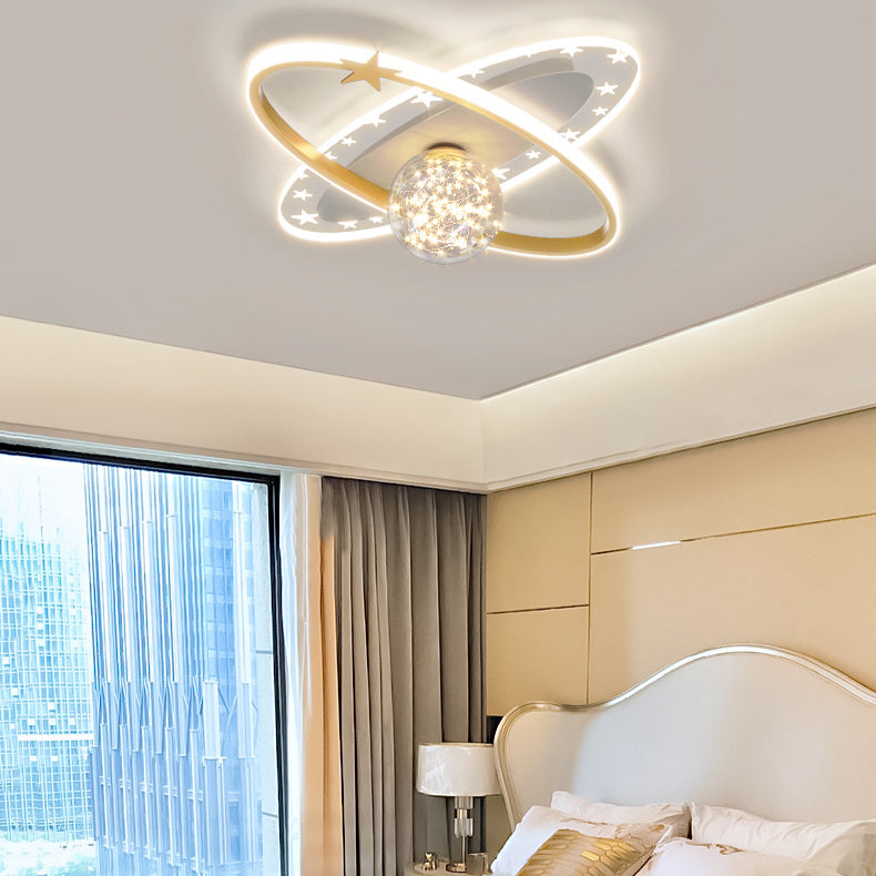 Modern Globe Flush Light Fixture Metal 3-Light Flush Mount Ceiling Fixture