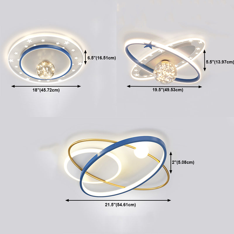 Modern Globe Flush Light Fixture Metal 3-Light Flush Mount Ceiling Fixture