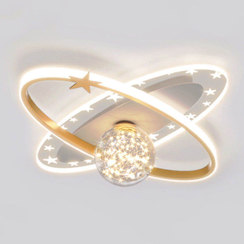Modern Globe Flush Light Fixture Metal 3-Light Flush Mount Ceiling Fixture